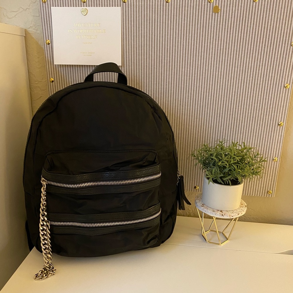 Express Backpack With Silver Chain Accent - Black - image 1